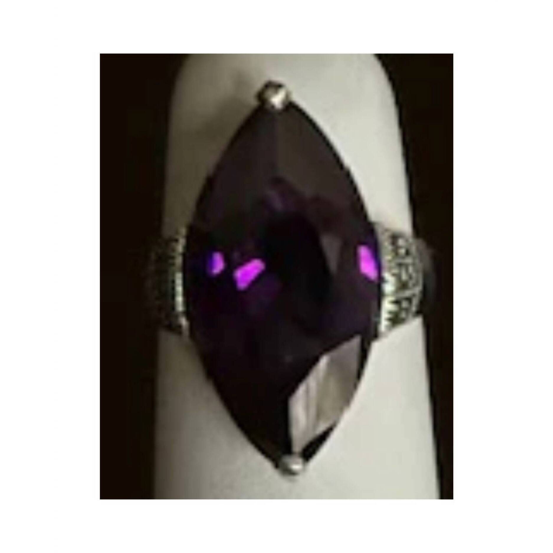 New P & K Jewelry Women's Sterling Marcasite Ring In Purple/ Silver